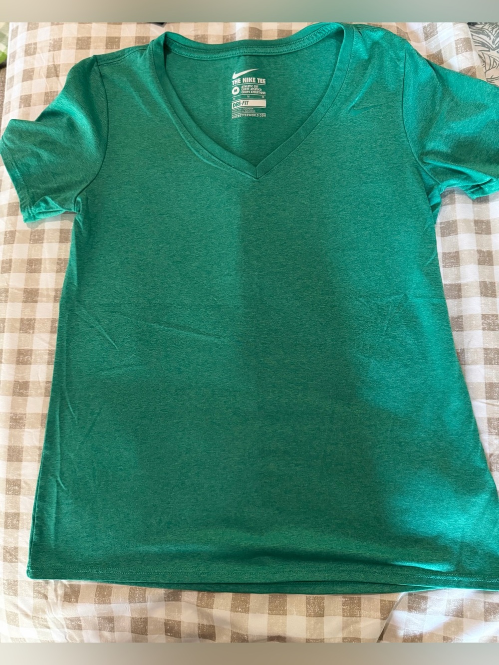 Nike Dri Fit V-Neck Tee in Teal Green